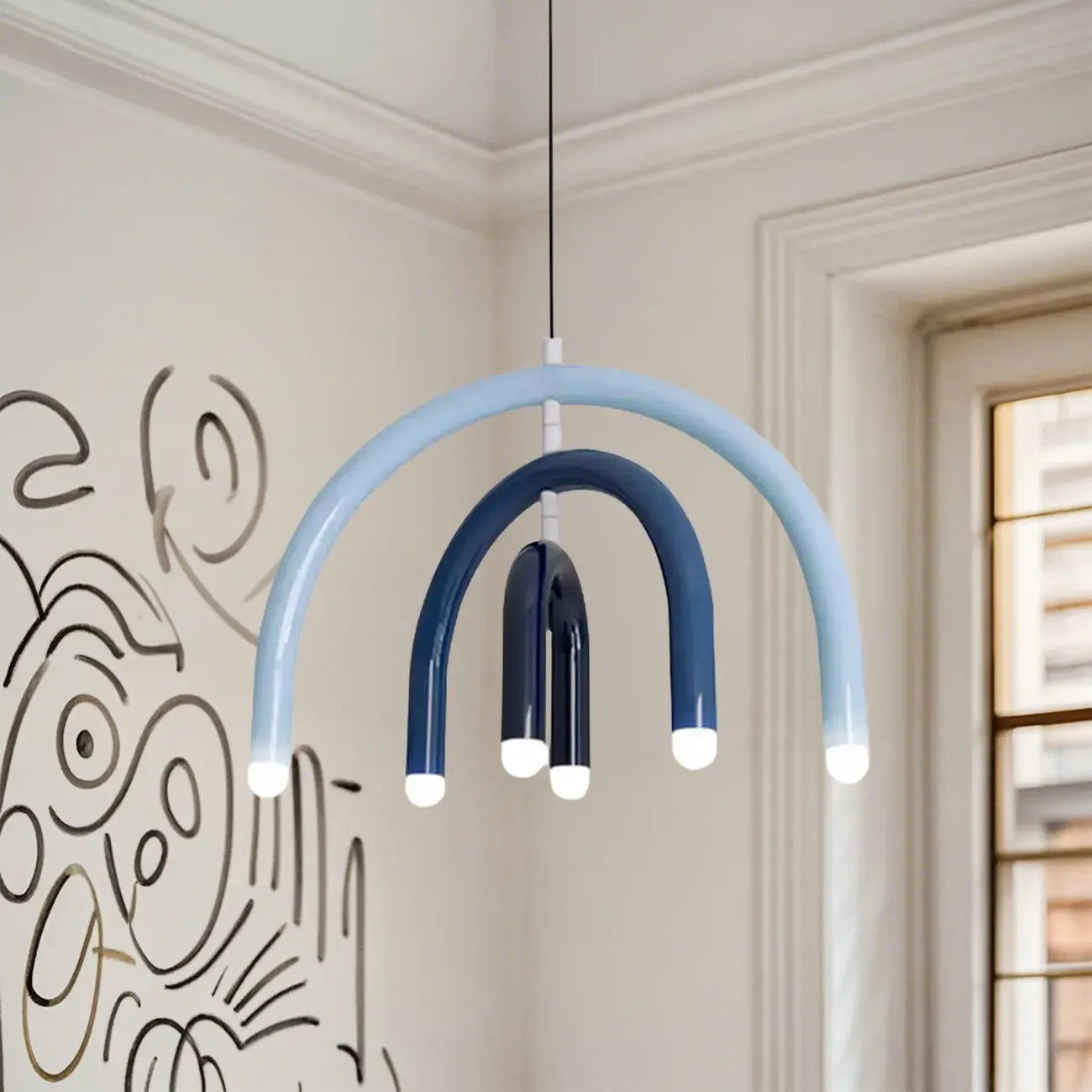 Creative Rainbow LED Metal Pendant Light for Bedroom, Living Room, Restaurant, Café, and Dining Room
