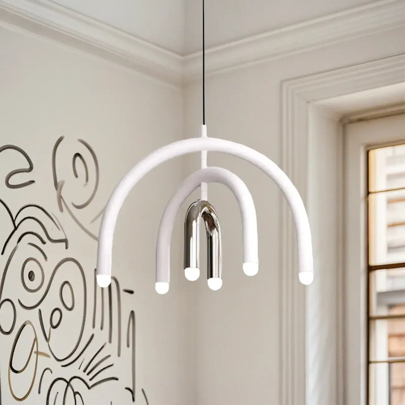 Creative Rainbow LED Metal Pendant Light for Bedroom, Living Room, Restaurant, Café, and Dining Room