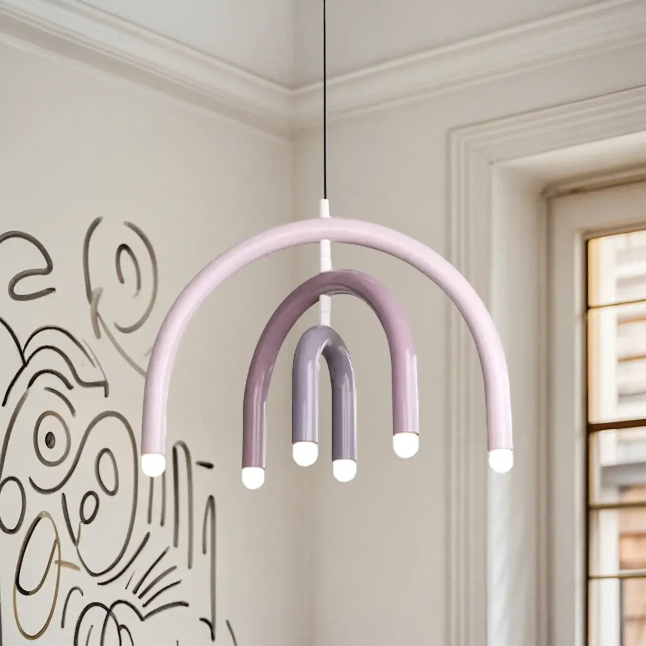 Creative Rainbow LED Metal Pendant Light for Bedroom, Living Room, Restaurant, Café, and Dining Room