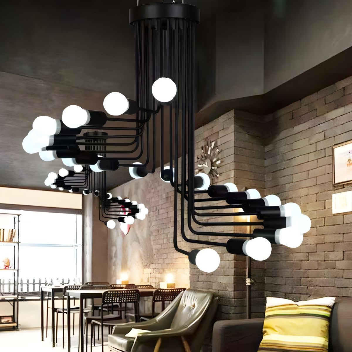 Black Stair-Step Multi-Branch Chandelier