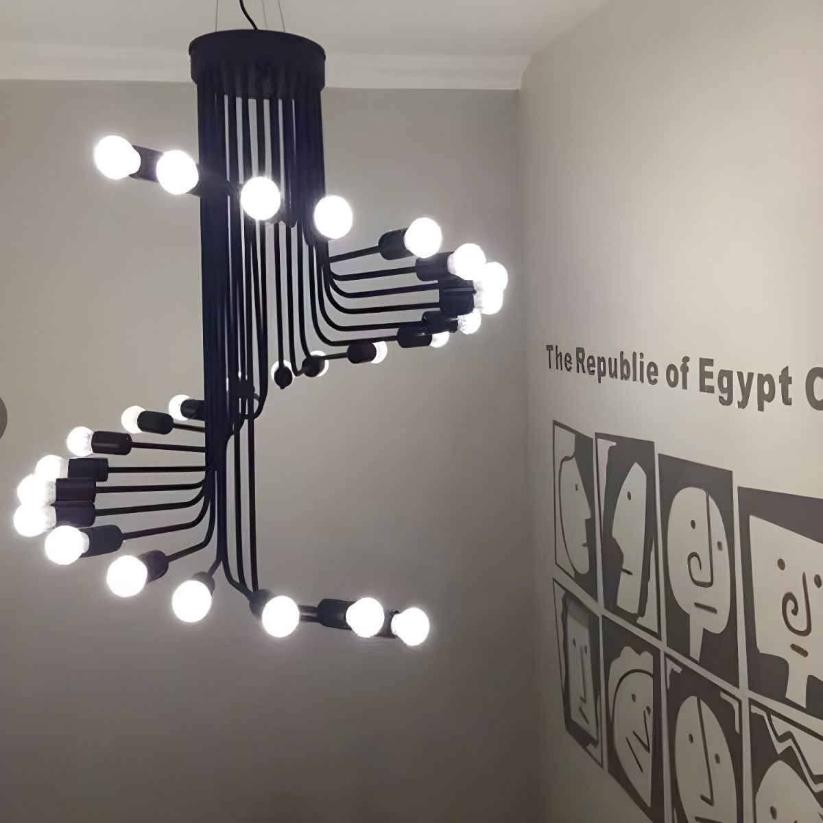 Black Stair-Step Multi-Branch Chandelier