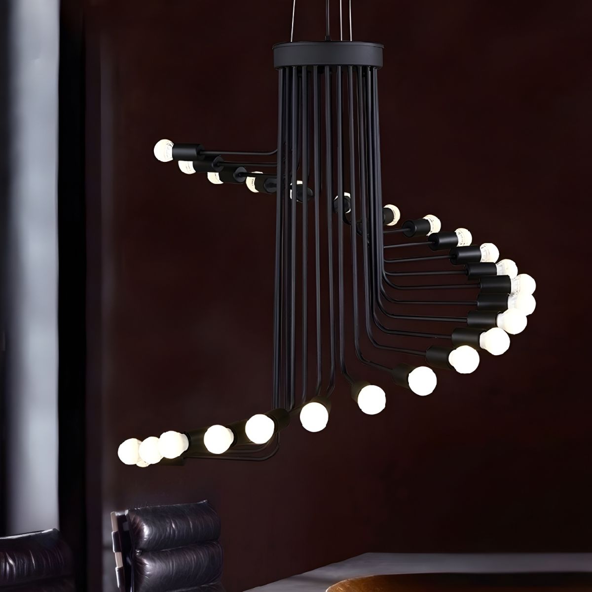 Black Stair-Step Multi-Branch Chandelier