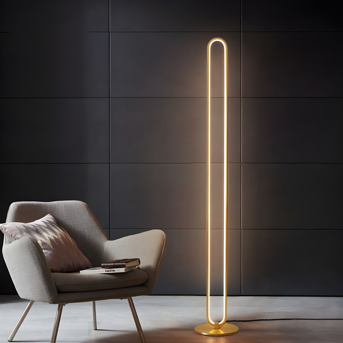 Minimalist Copper LED Floor Lamp for Nordic Home Decor