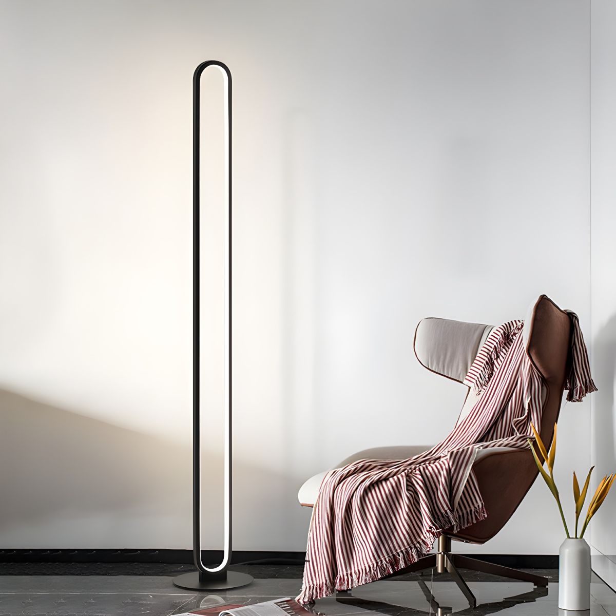 Minimalist Copper LED Floor Lamp for Nordic Home Decor