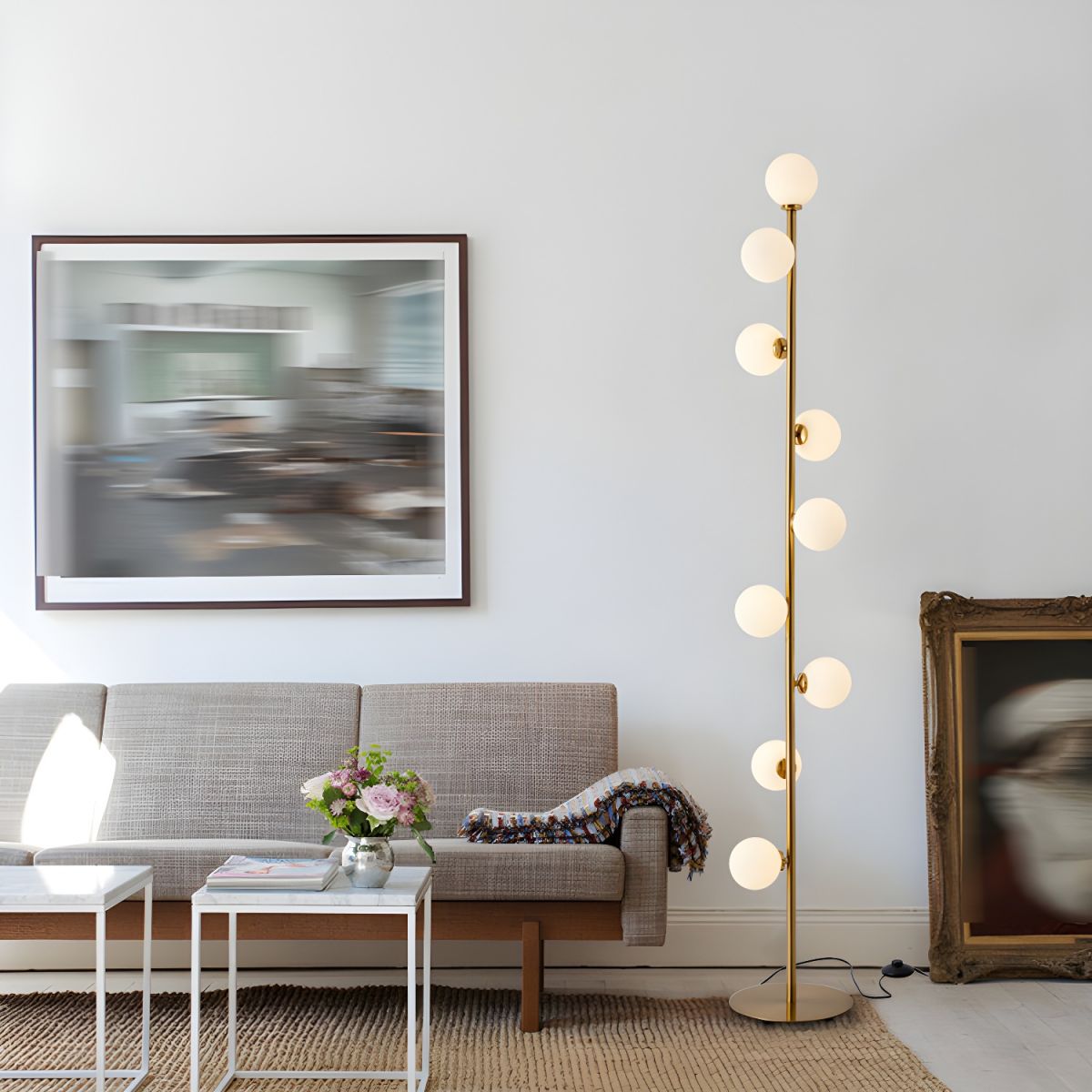 Modern LED Floor Lamp with Multiple Glass Balls