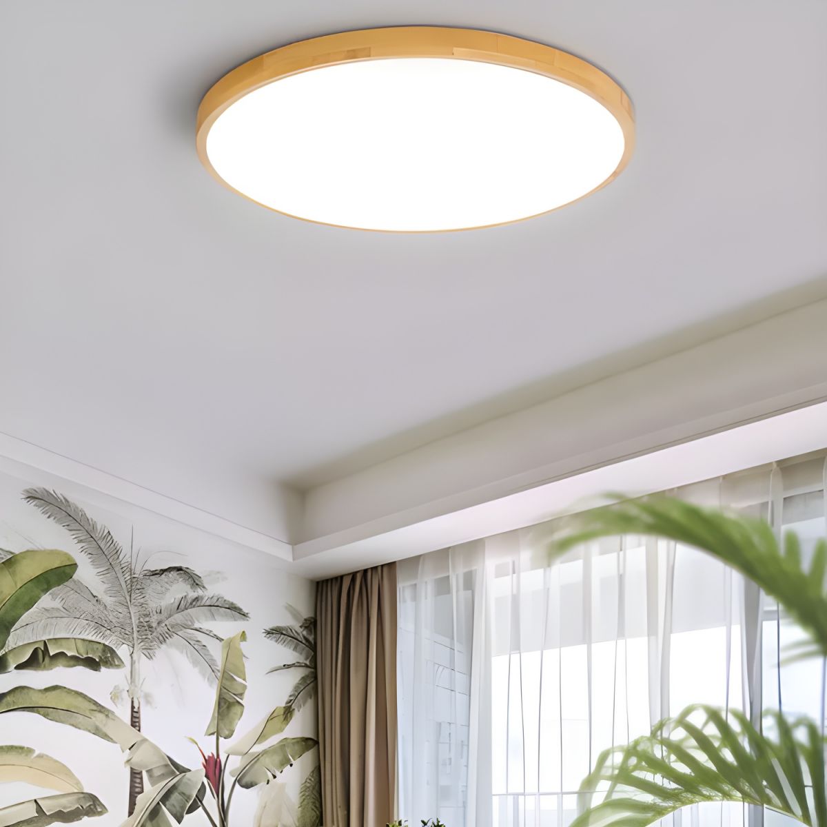 Ultra-Thin Round LED Wood Ceiling Light