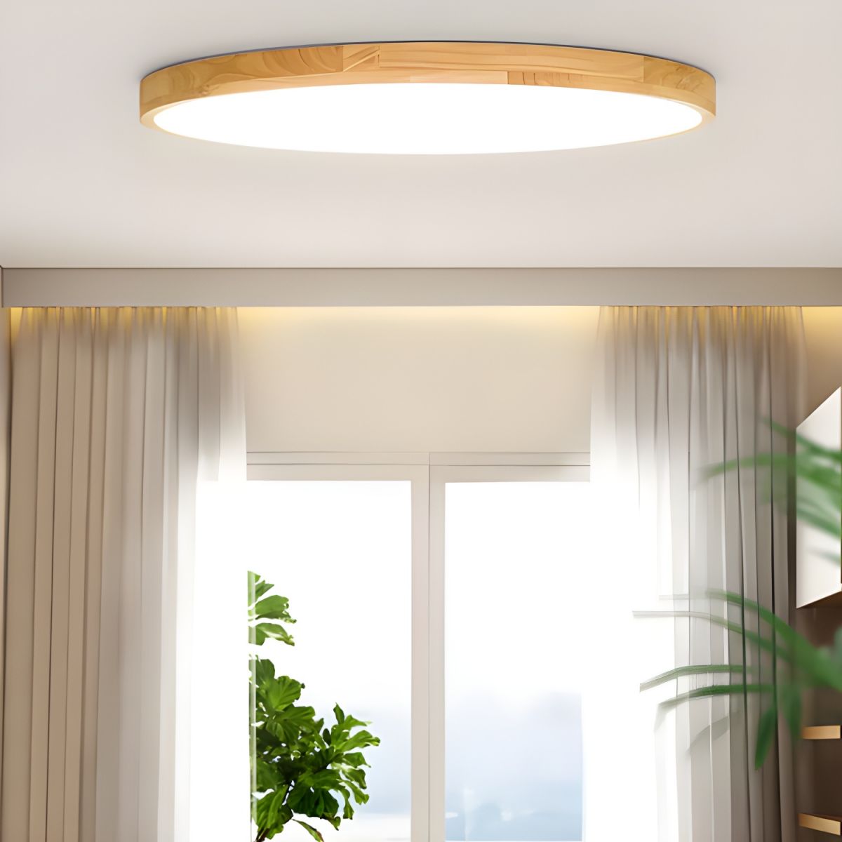 Ultra-Thin Round LED Wood Ceiling Light
