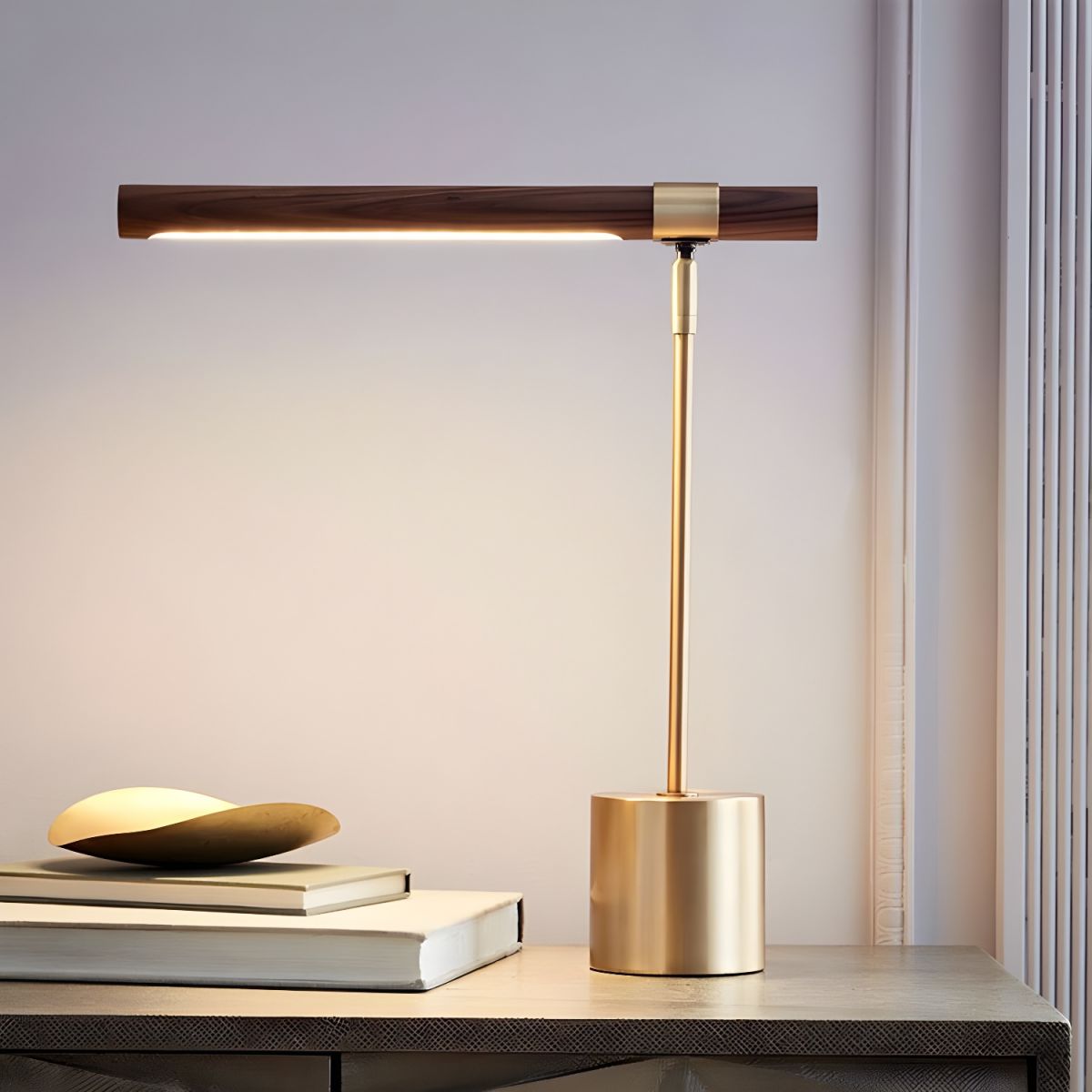 Gold LED Desk or Bedside Lamp with Protection