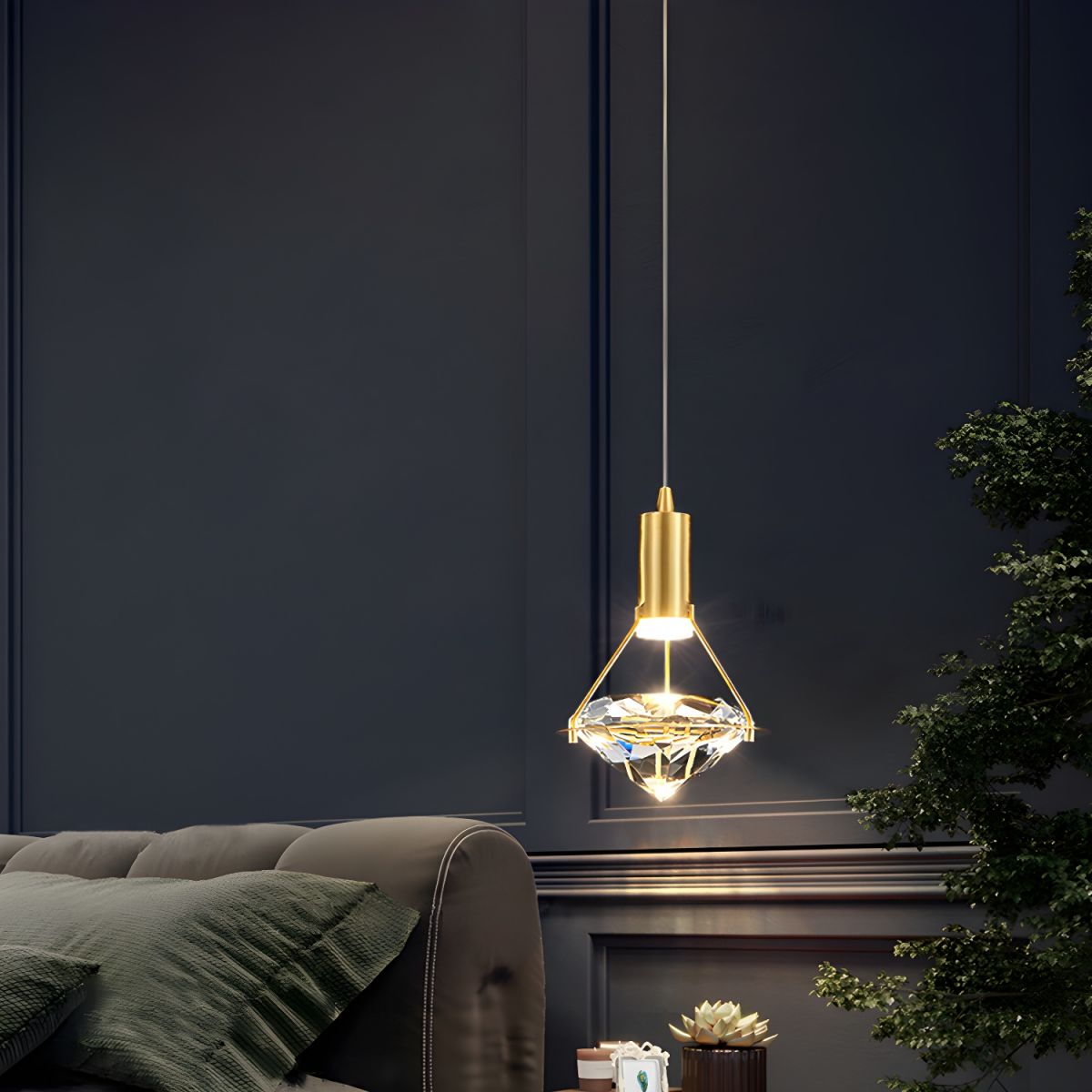 Thrisdar K9 Crystal Modern LED Pendant Light for Bedroom & Kitchen