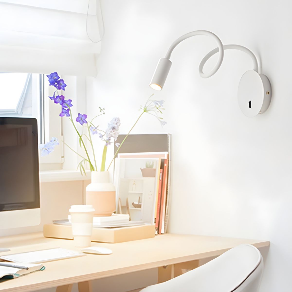 GYS LED Desk Lamp with Switch - 3W Flexible Reading Light in White/Black