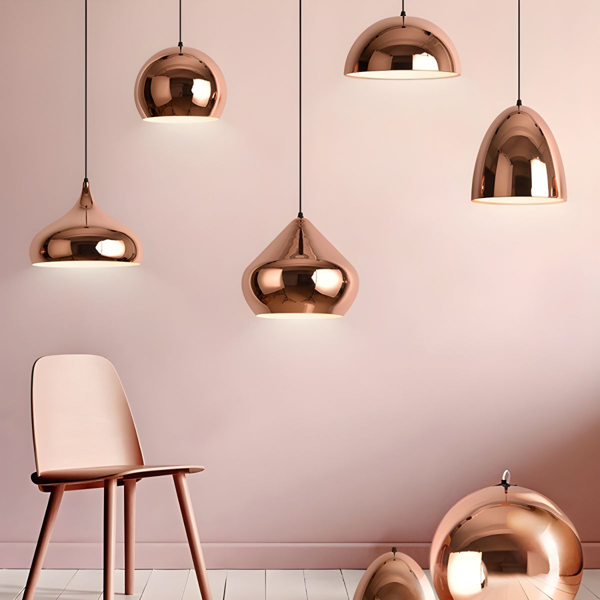 Suspension design rose gold de plusieurs formes