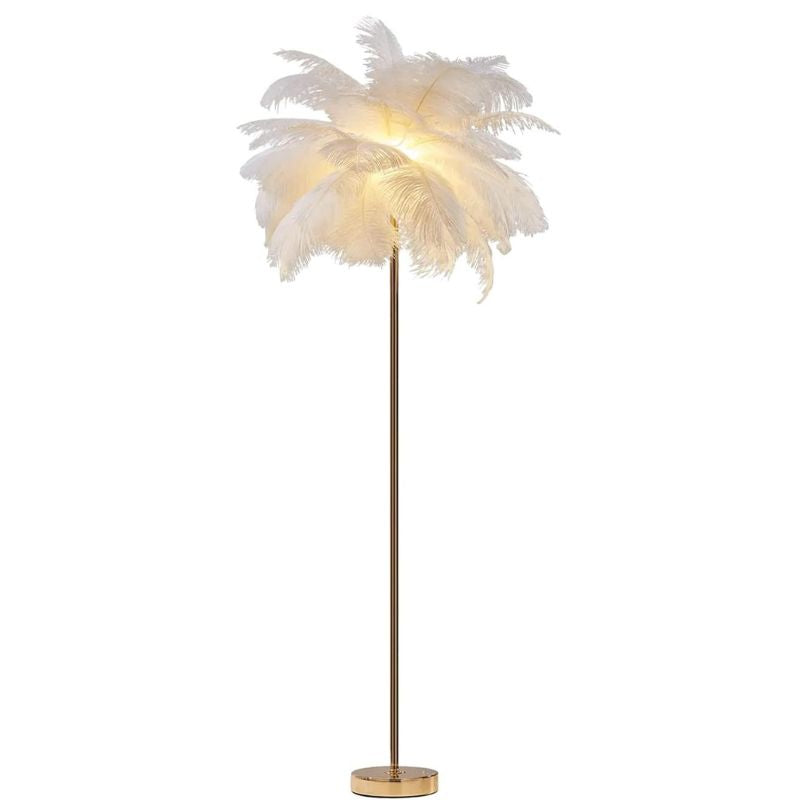 Nordic Decorative Floor Lamp with Ostrich Feathers and LED Lighting