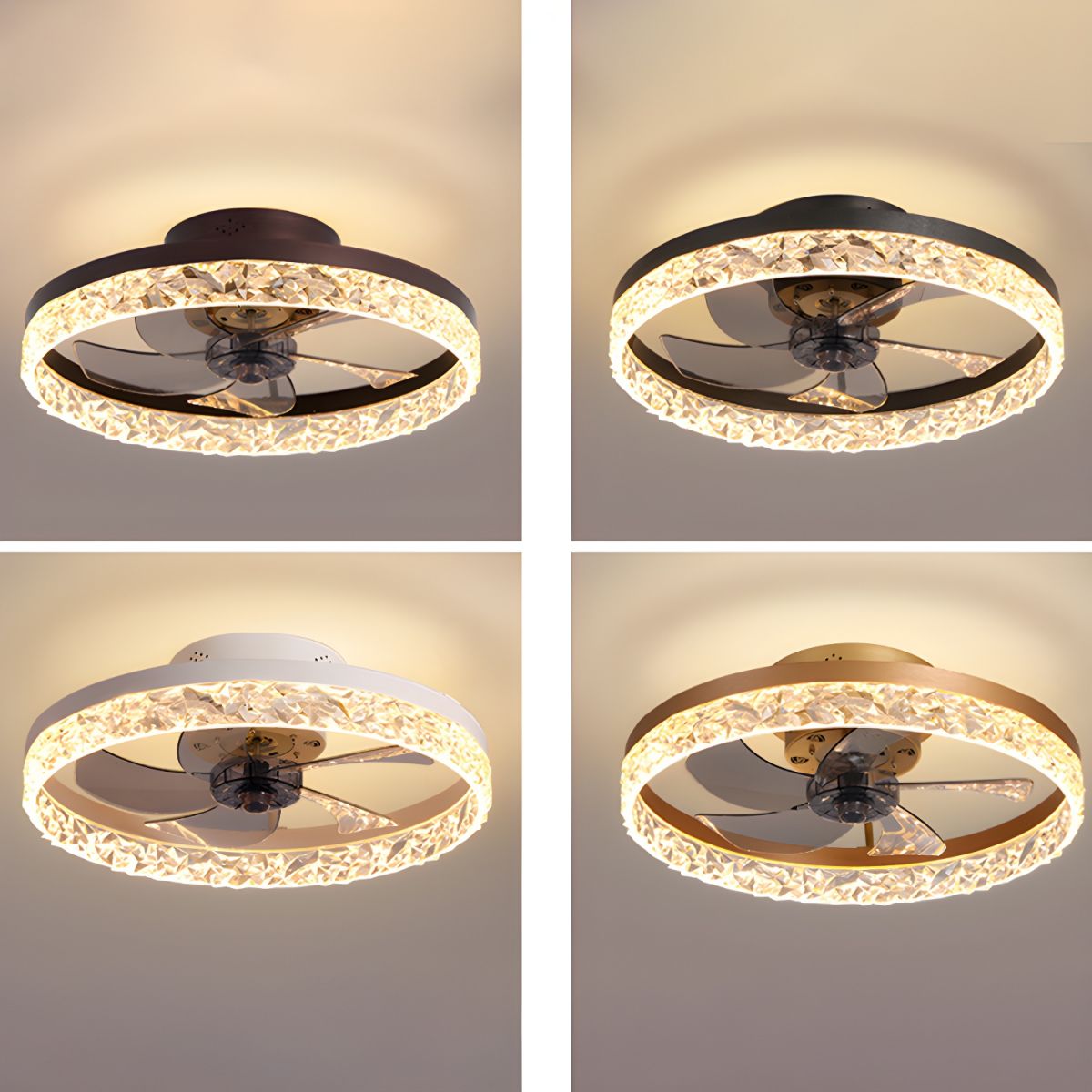 LED Crystal Ceiling Fan with Remote Control - 6 Speed Nordic Design
