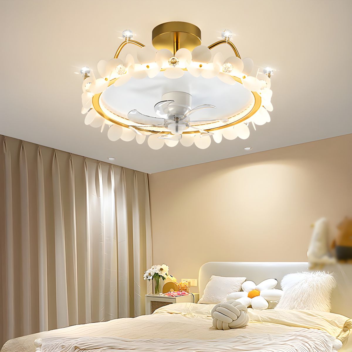 Modern LED Ceiling Fan with Remote Control and Decorative Lighting