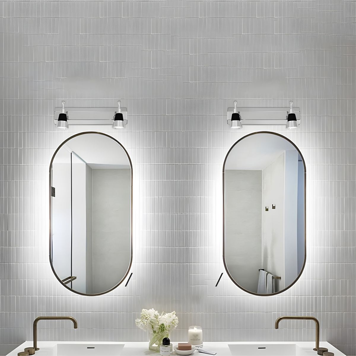 Chrome Mirror Bathroom Wall Sconce (2 or 3 Lamps)