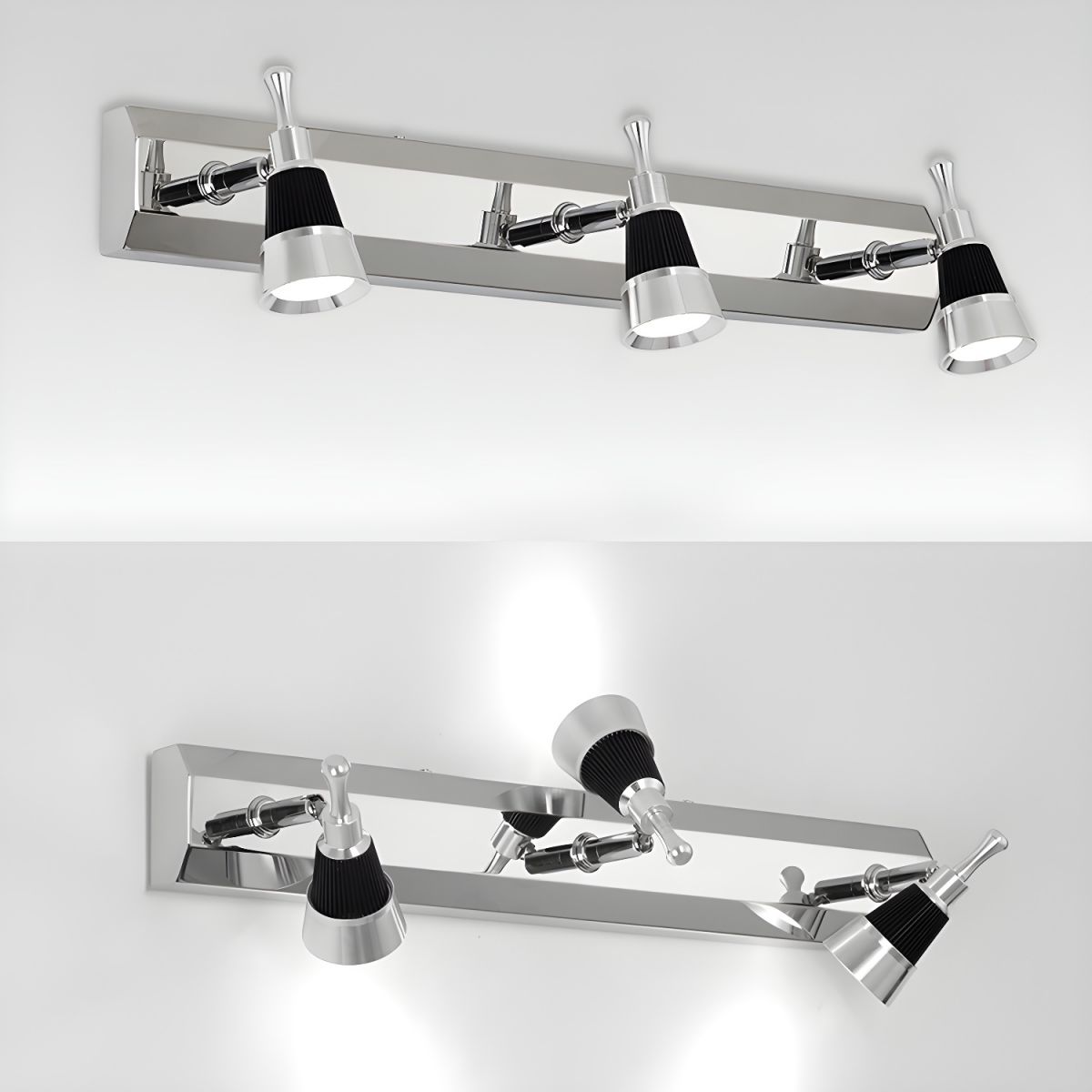 Chrome Mirror Bathroom Wall Sconce (2 or 3 Lamps)