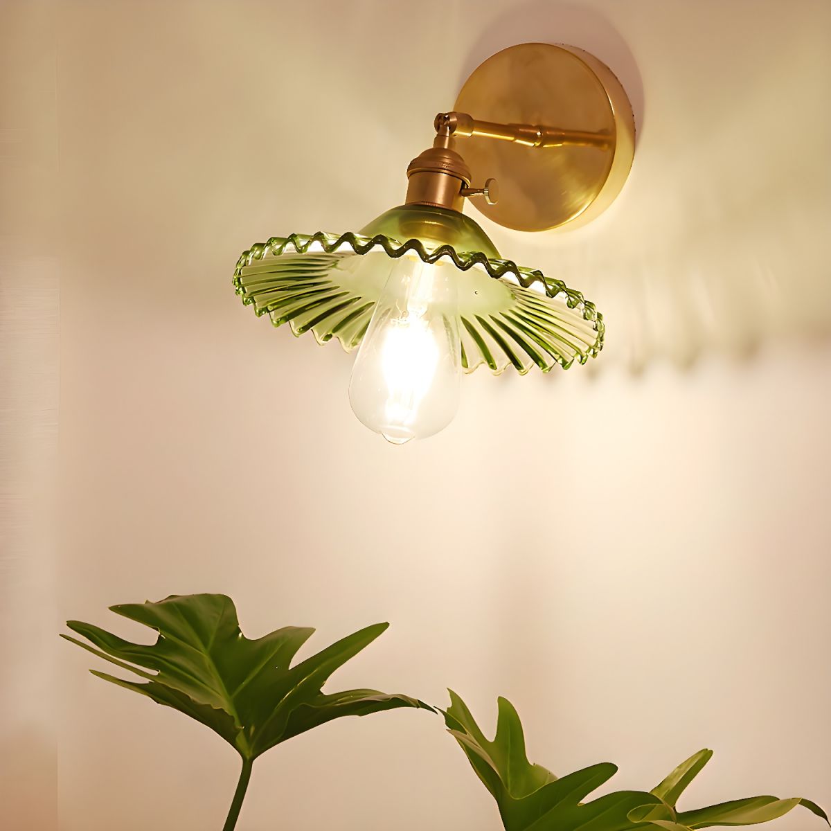 Gold LED Wall Sconce with Glass Shade