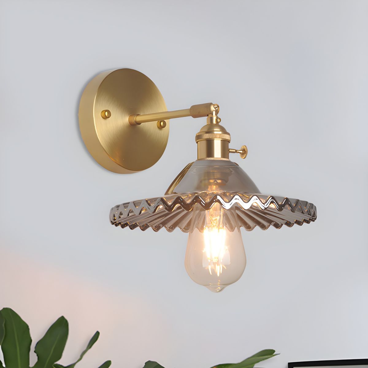 Gold LED Wall Sconce with Glass Shade
