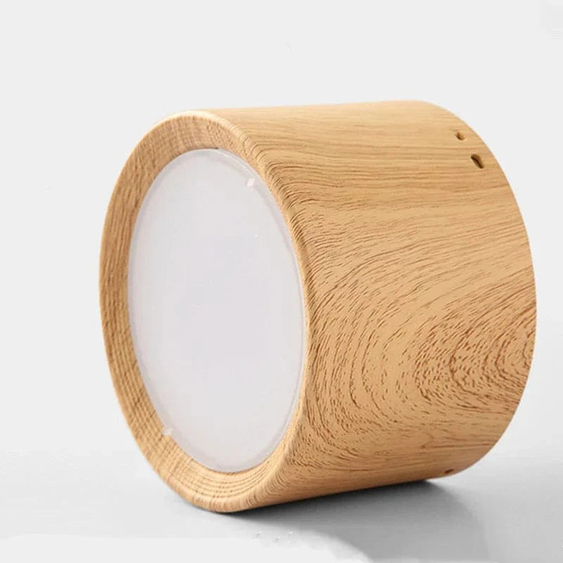 12W Surface Mount LED Ceiling Spot Light Natural Wood Norenza
