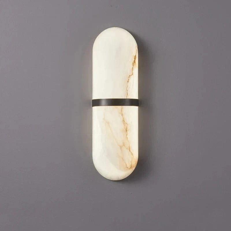 18W LED Wall Sconce - Semi-Cylinder Marble Imitation Black / Frais Naturel Chaud | 18W Norenza