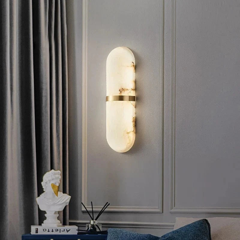 18W LED Wall Sconce - Semi-Cylinder Marble Imitation Norenza
