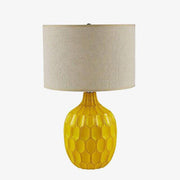 Yellow Bedside Lamp with Fabric Shade - Hotel Style