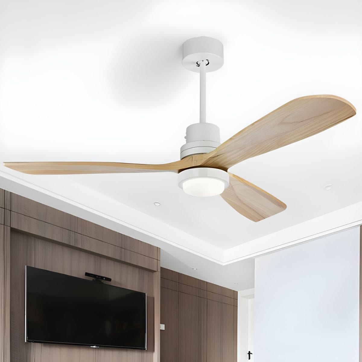 3-Blade Wooden Ceiling Fan with Light and Remote Control Norenza