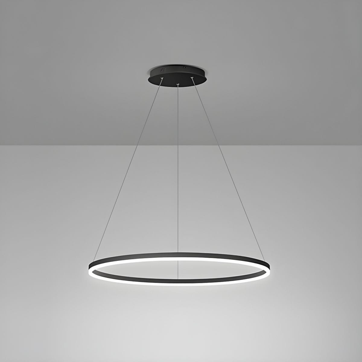 31.5" Modern LED Pendant Light Circle Design Black Norenza