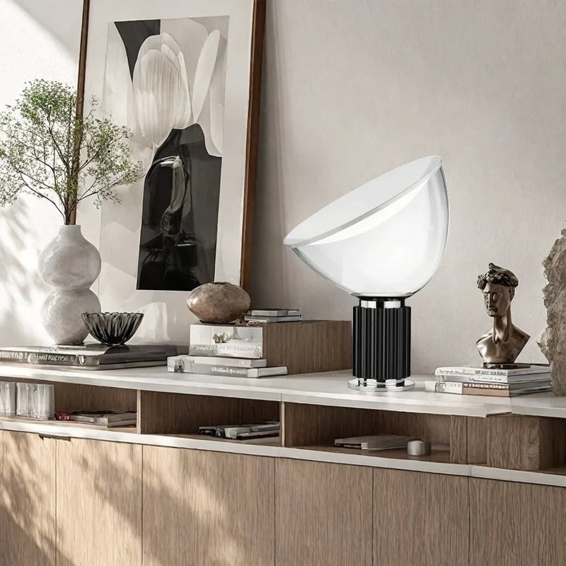 Modern LED Desk Lamp with Industrial Base and Round Shade