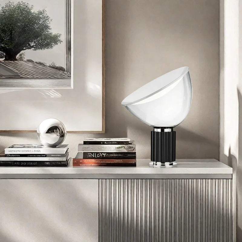 Modern LED Desk Lamp with Industrial Base and Round Shade