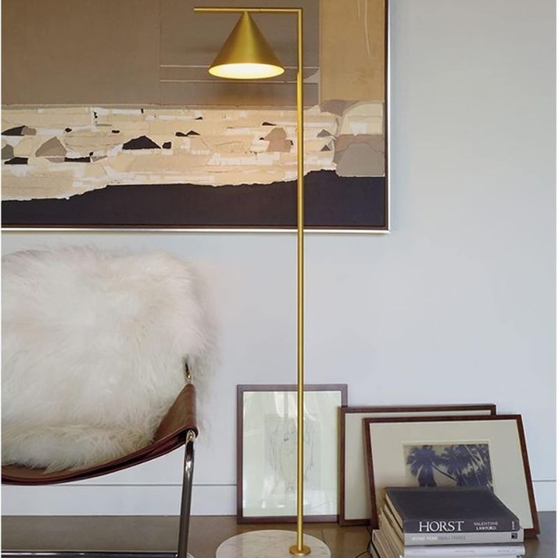 Nordic Design LED Floor Lamp with Marble Base (Black or Gold)