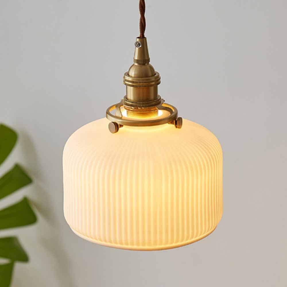 Vintage Brass Pendant Light with Ceramic Shade Kali