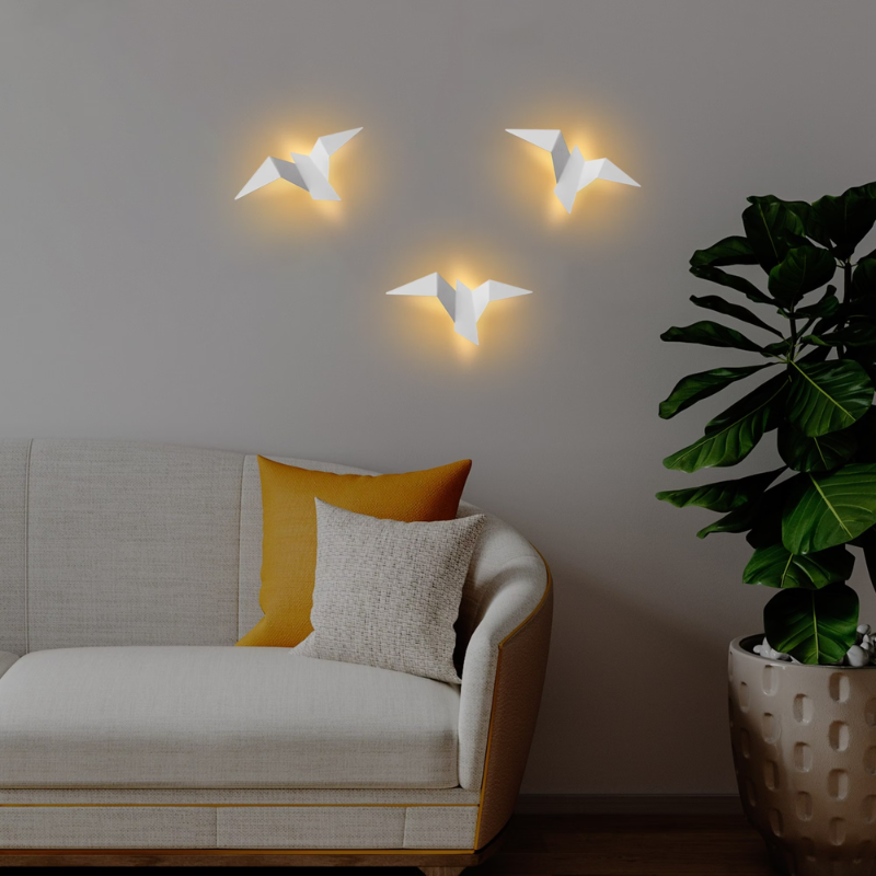 Applique murale moderne LED oiseau style origami Naila