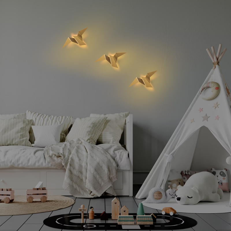 Applique murale moderne LED oiseau style origami Naila