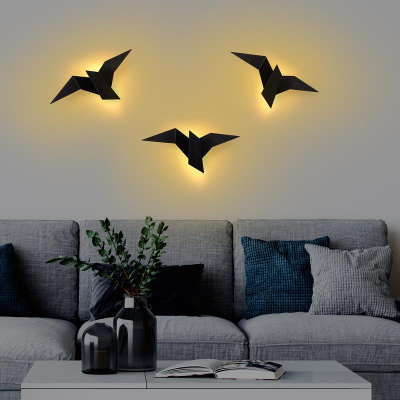Applique murale moderne LED oiseau style origami Naila