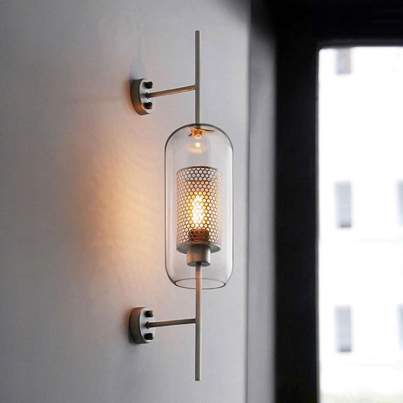 Vintage Glass and Metal Wall Sconce