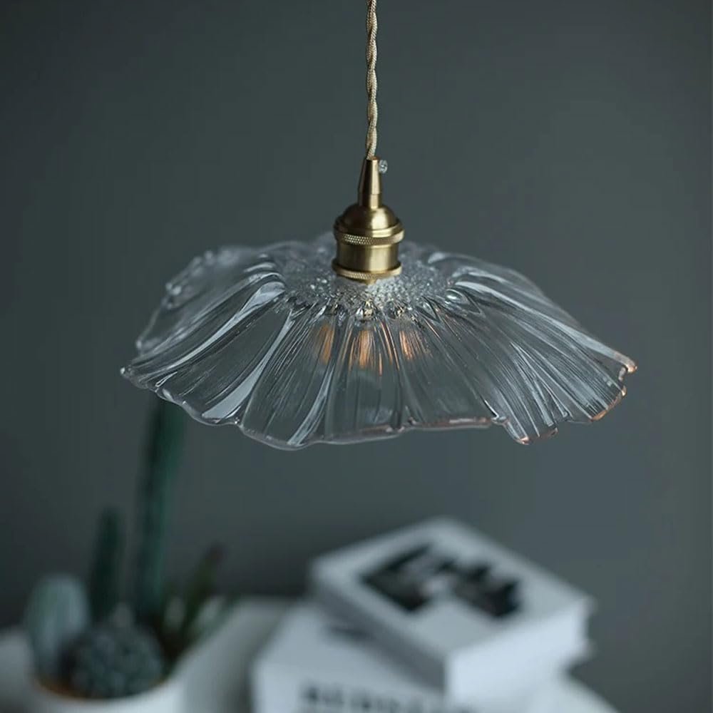 Minimalist Nordic Japanese Style Brass and Glass Pendant Light for Restaurant, Bedroom, Balcony, and Bar