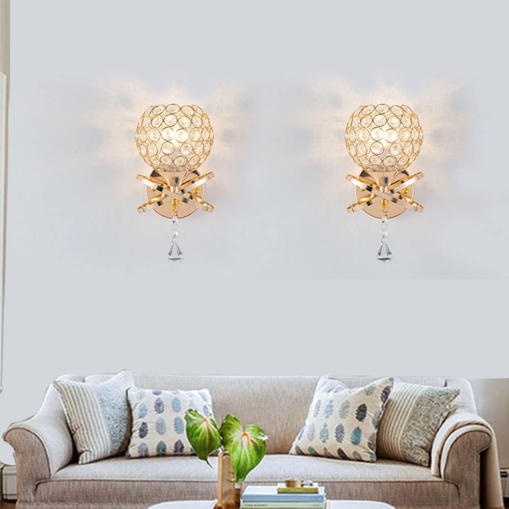 Antique Gold Wall Sconce with Crystal Ball