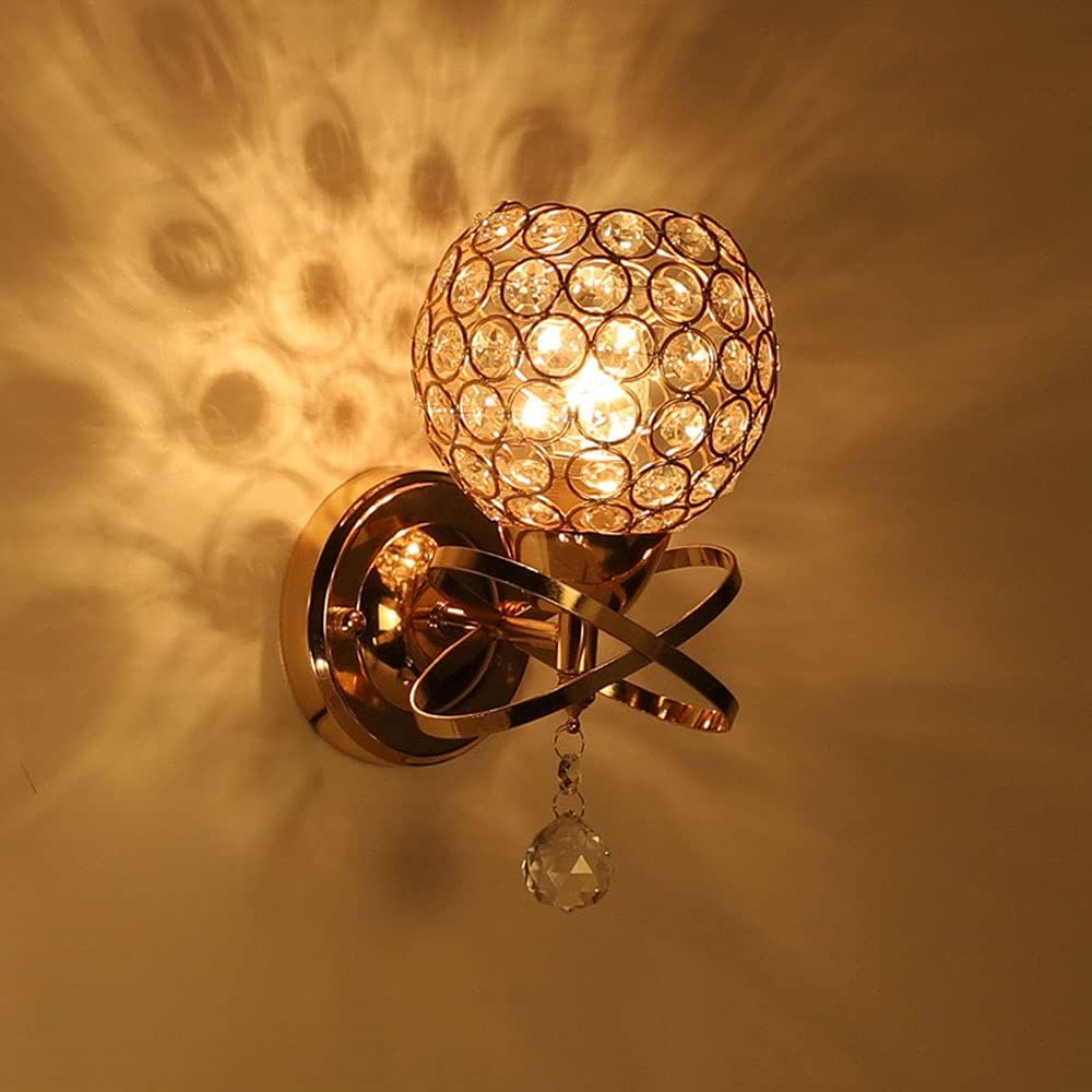 Antique Gold Wall Sconce with Crystal Ball