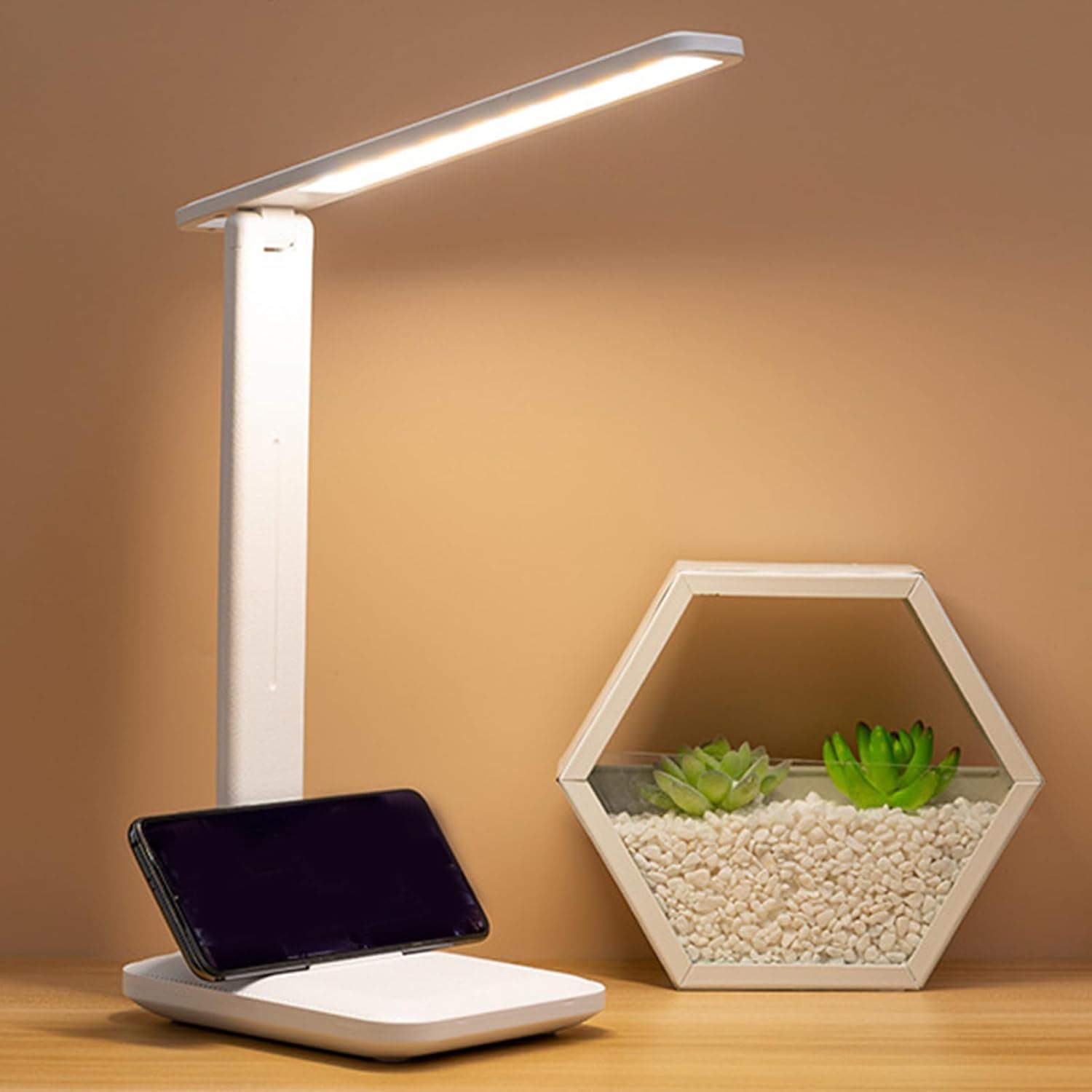 Foldable LED Desk Lamp - 3 Adjustable Brightness Levels, Touch Control, Eye Protection, USB Rechargeable Night Light