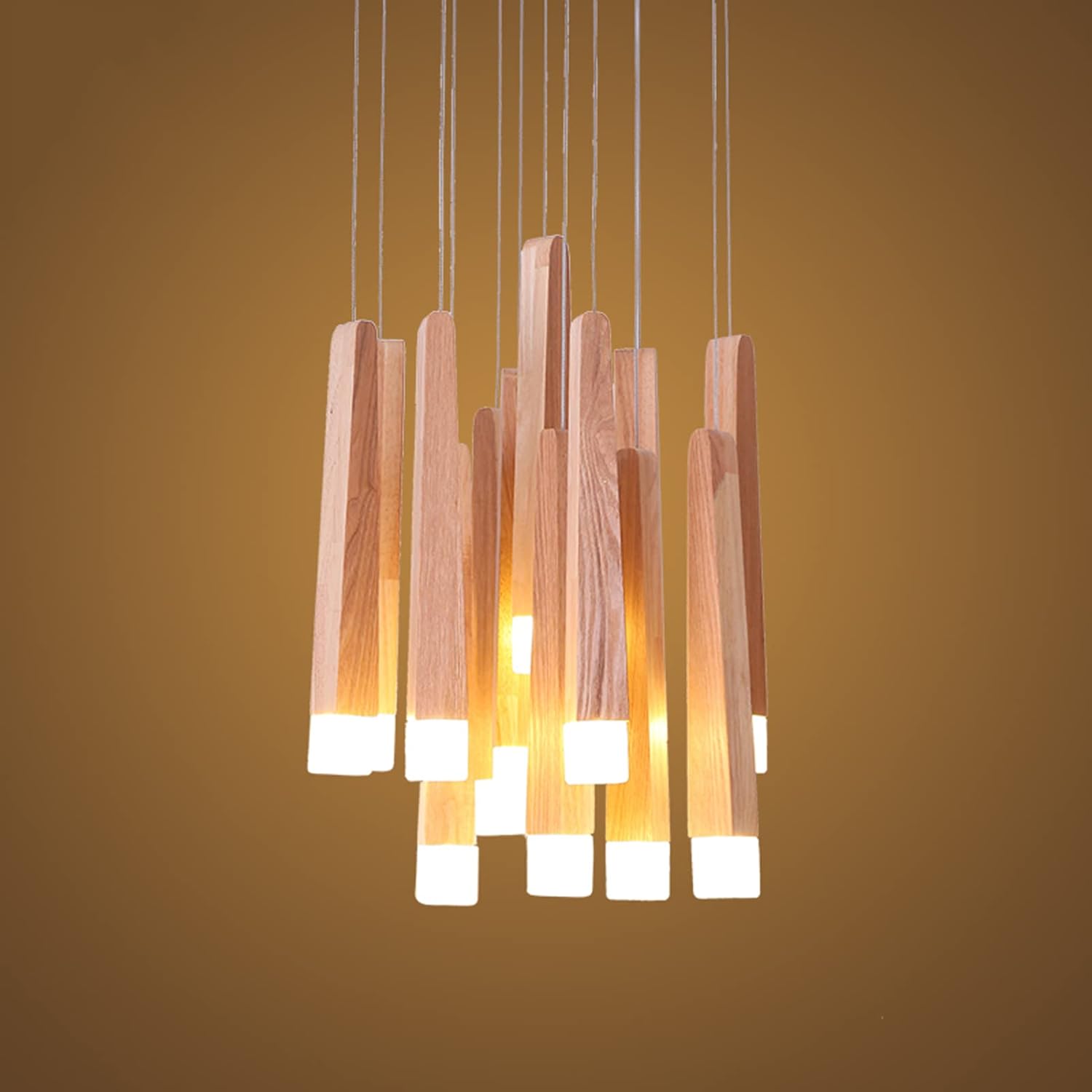 Suspension moderne longue barre en bois Nordic