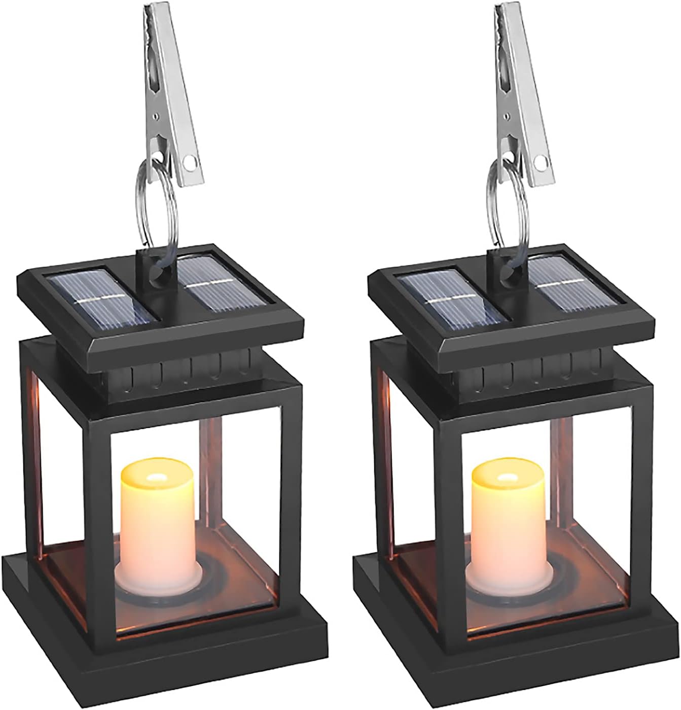 Solar LED Candle Lantern for Outdoor Garden Lighting with Hook