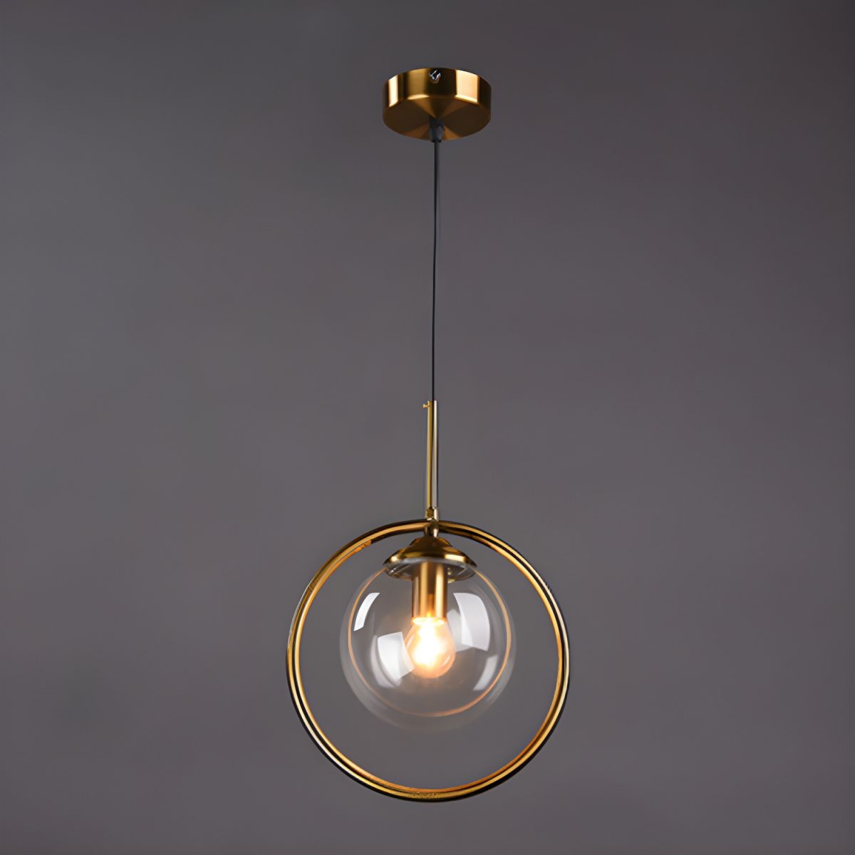 Suspension design boule en verre fumé Hang