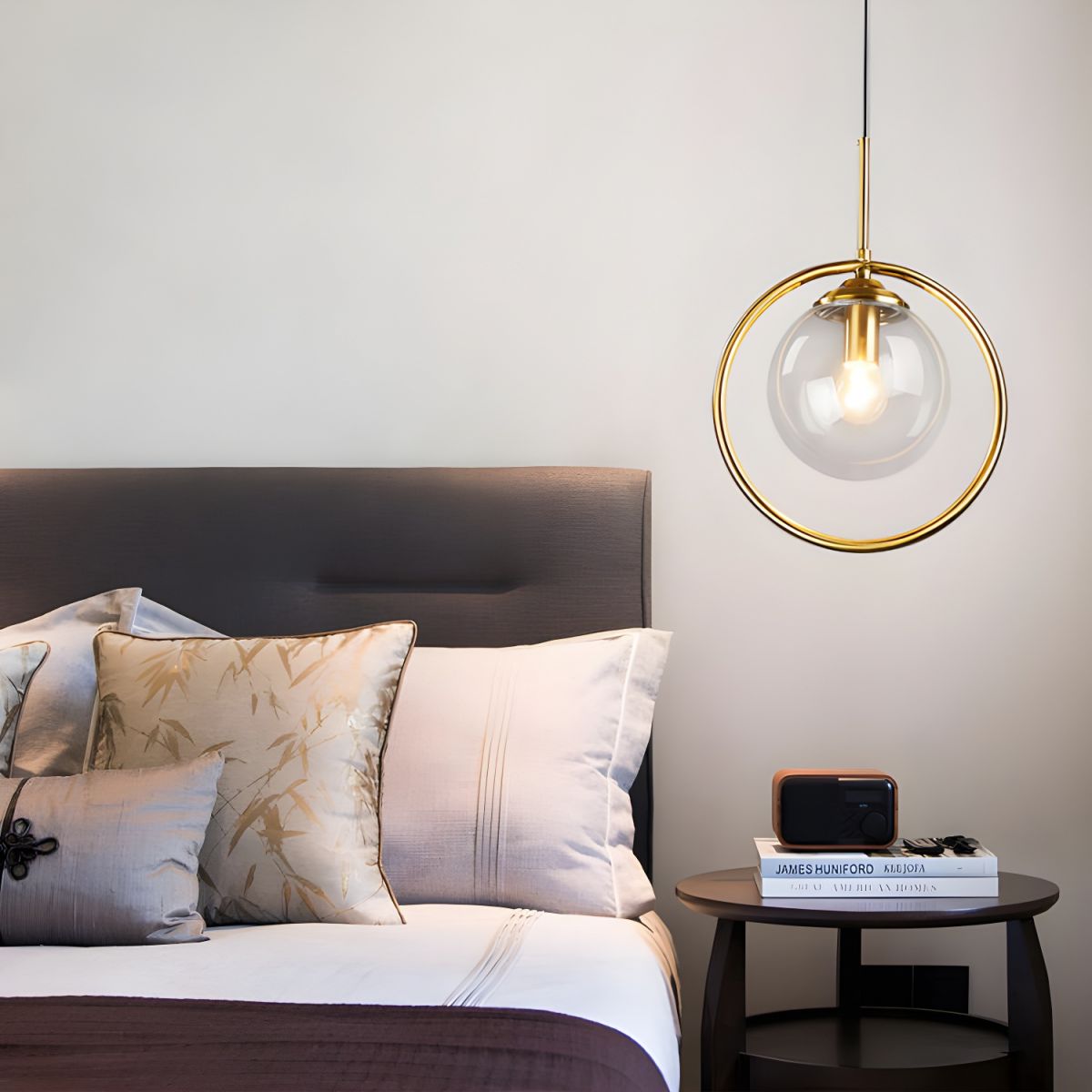 Suspension design boule en verre fumé Hang