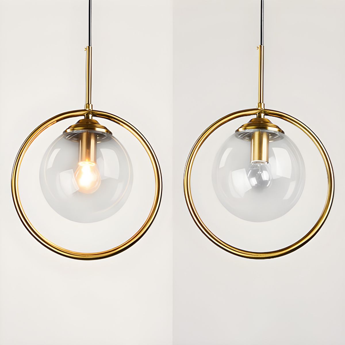 Suspension design boule en verre fumé Hang