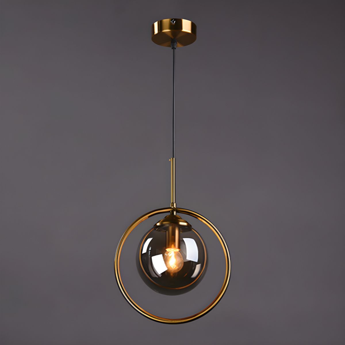 Suspension design boule en verre fumé Hang