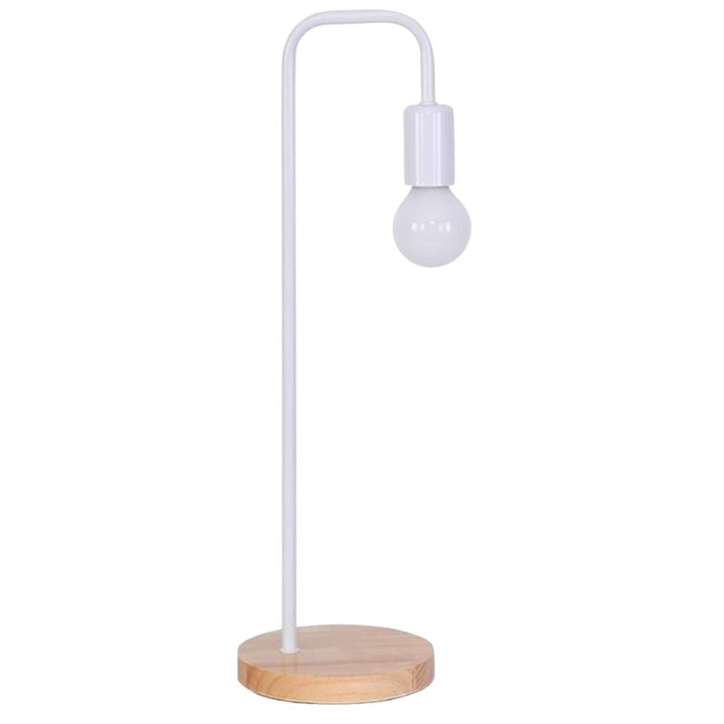 Vintage Black and White Desk Lamp E27 - Nordic Wood Table Light