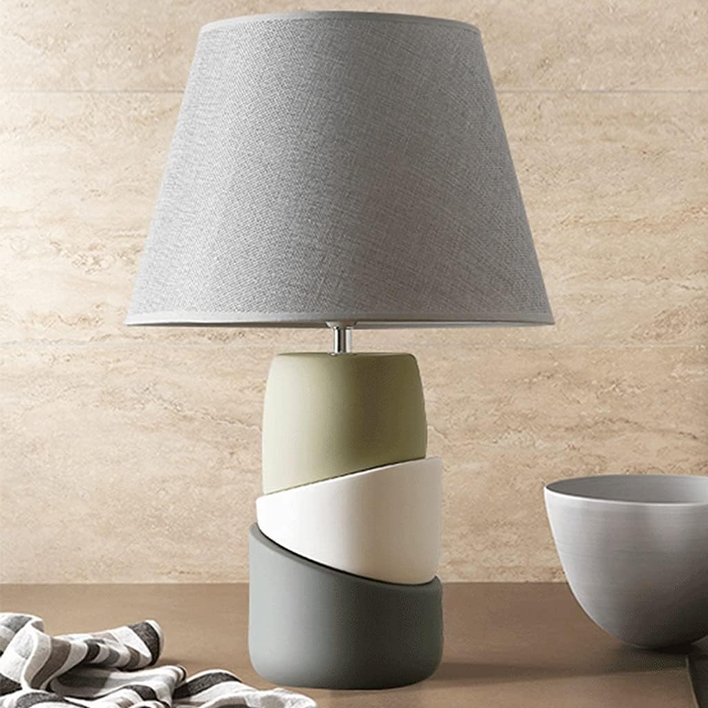 Lampe de chevet en céramique design avec abat-jour en tissu