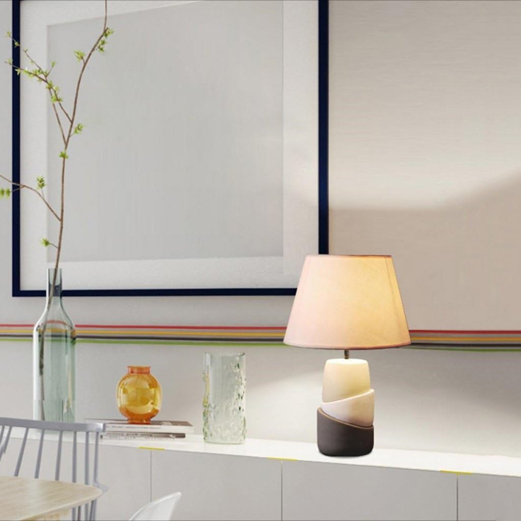Lampe de chevet en céramique design avec abat-jour en tissu