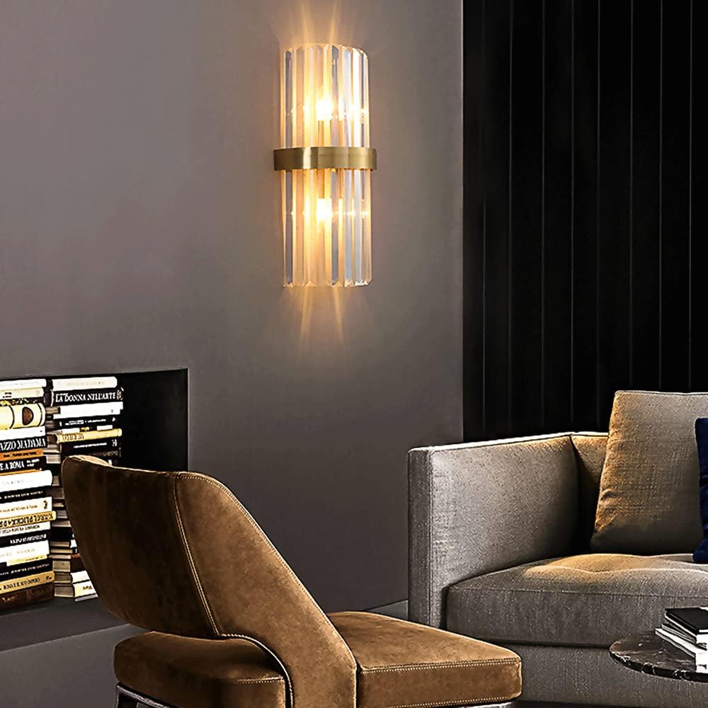 Luxury Gold LED Wall Sconce with Cascading Crystal Glass